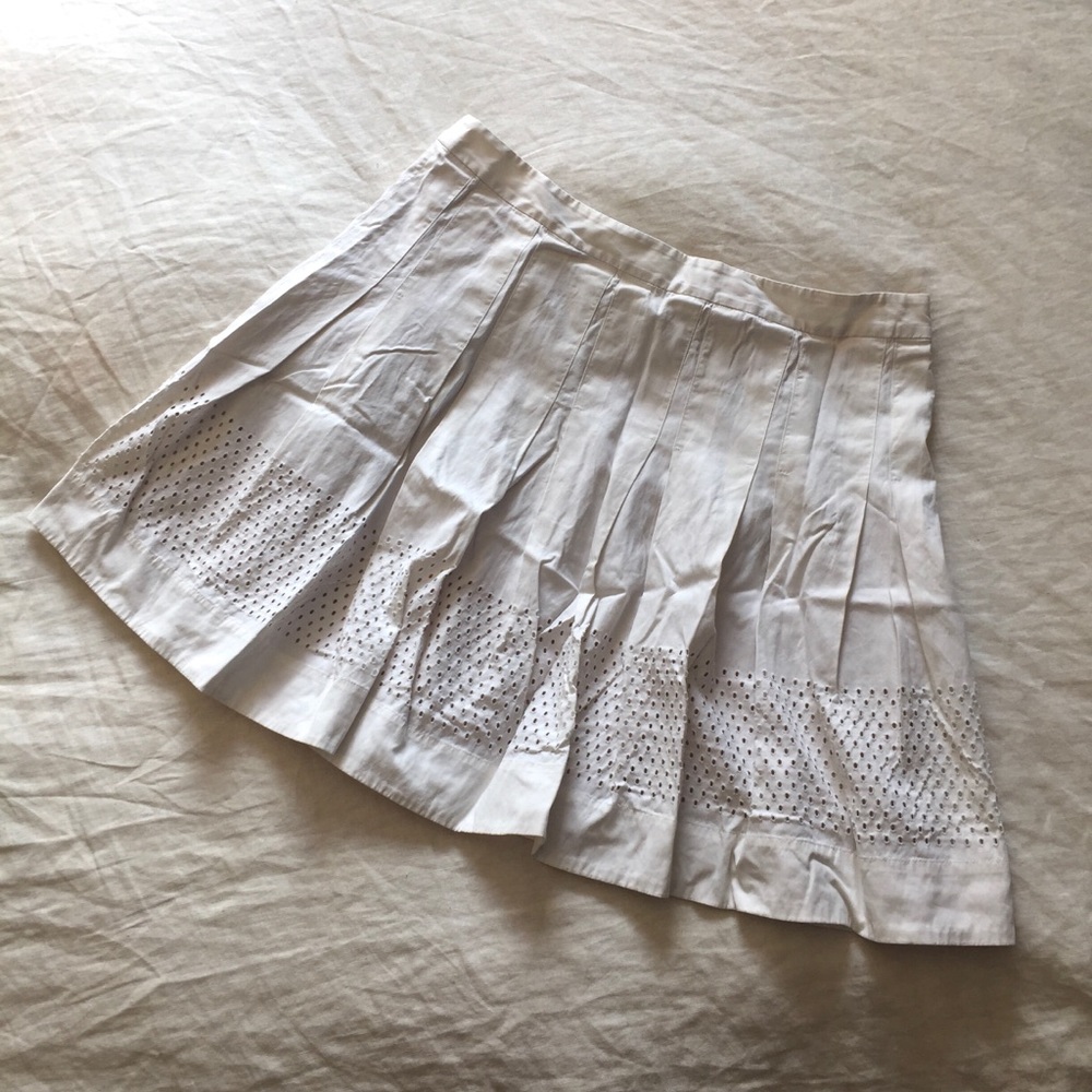 🏓Rebecca Taylor Laser-cut Pleated Poplin Tennis Skirt